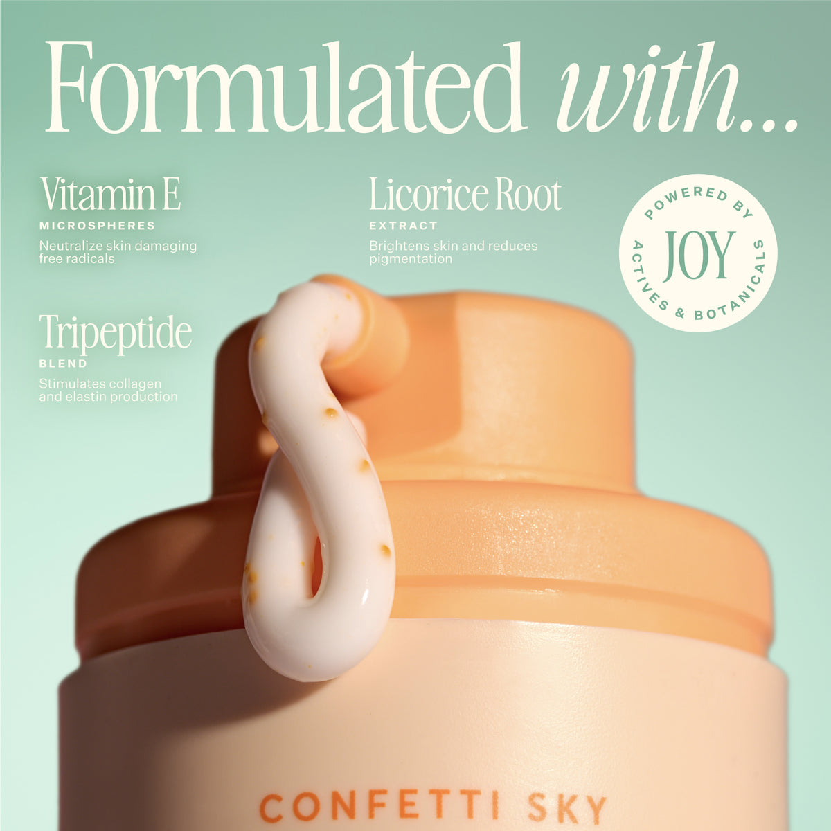 CONFETTI SKY Hand Treatment is formulated with Vitamin E, Licorice Root and Tripeptide blend.