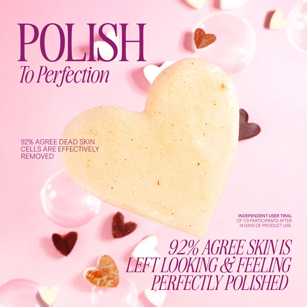 VIOLET HAZE Body Scrub polishes to perfection. 92% agree dead skin cells are effectively removed 92% agree skin is left looking and feeling perfectly polished. Independent user trial of 113 participants after 14 days of product use.